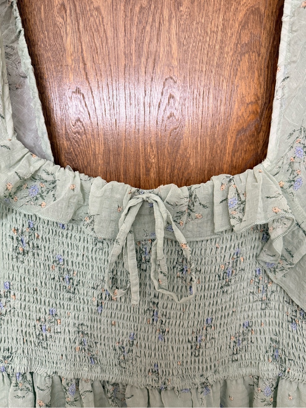 Elle Smocked Floral Ruffle Maxi Dress in Green Tea Floral NWOT - Picture 6 of 9